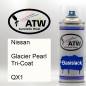 Preview: Nissan, Glacier Pearl Tricoat, QX1: 400ml Sprühdose, von ATW Autoteile West.